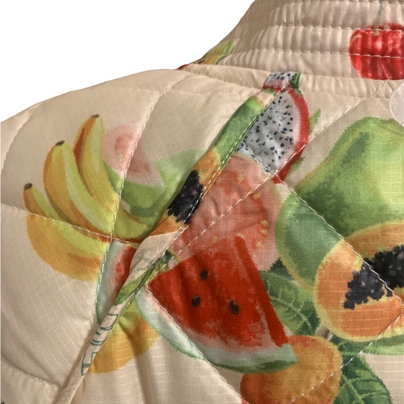 Melody Ehsani fruit print quilted pullover v-neckline and side pockets NWT - Picture 3 of 13